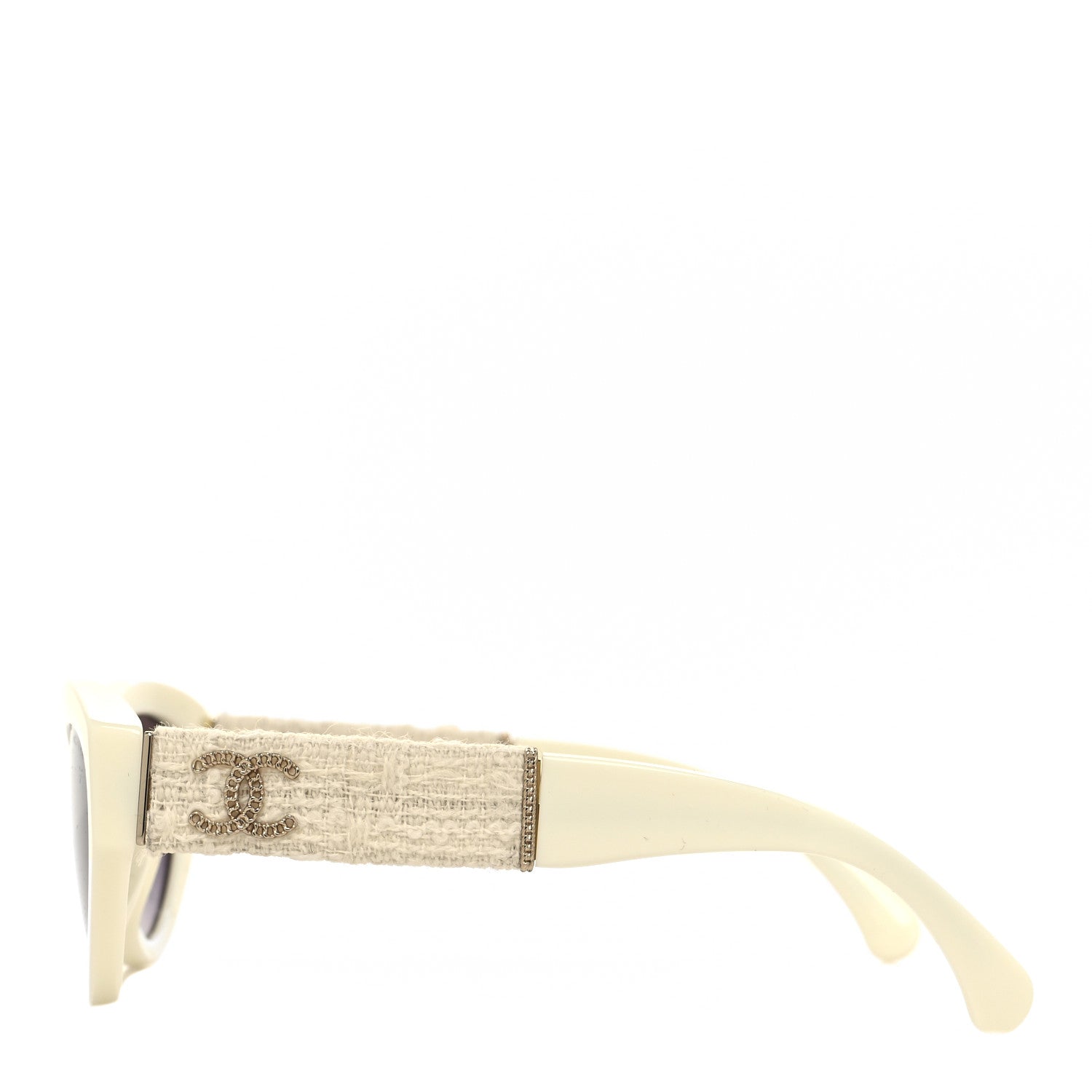 Chanel Acetate Tweed Wool CC Chain Sunglasses 5513-A White 3 of 9