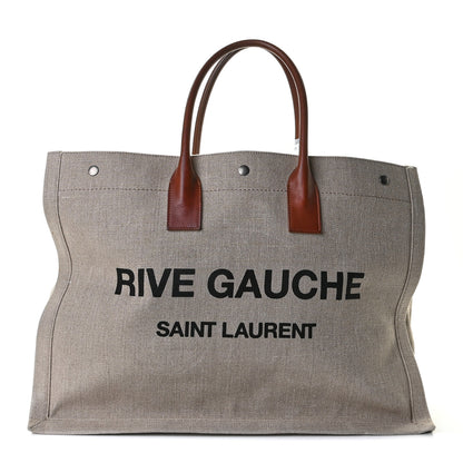 Saint Laurent Linen Calfskin Rive Gauche Tote Tan 17 of 17