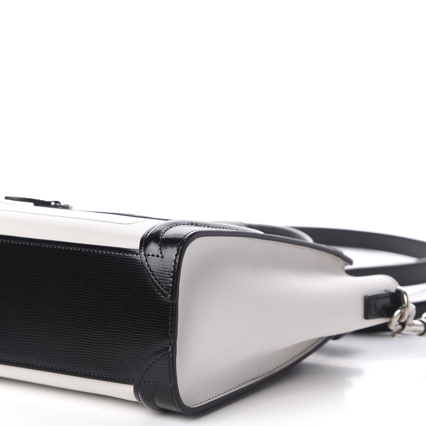 Smooth Calfskin Lizard Embossed Nano Luggage White Black