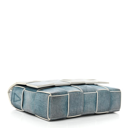 Bottega Veneta Calfskin Denim Print Maxi Intreccio Cassette Crossbody Bag Blue 4 of 11