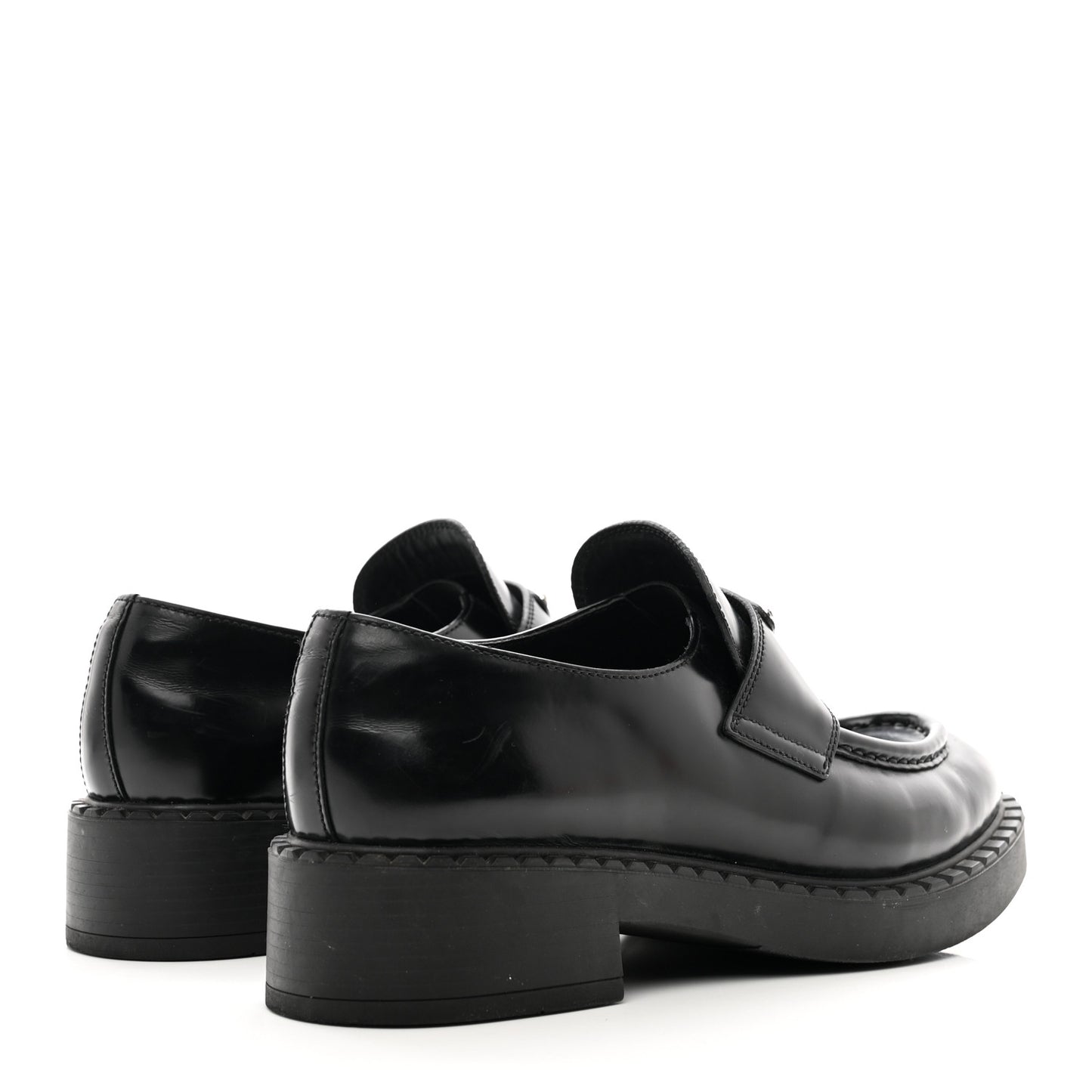 Spazzolato Metal Triangle Logo 50mm Loafers 40.5 Black