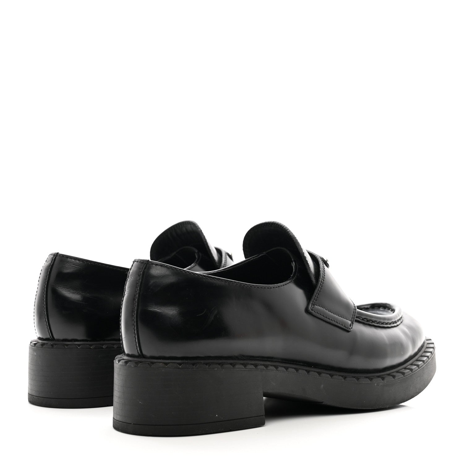 Prada Spazzolato Metal Triangle Logo 50mm Loafers 40.5 Black 4 of 9