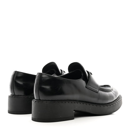 Prada Spazzolato Metal Triangle Logo 50mm Loafers 40.5 Black 4 of 9