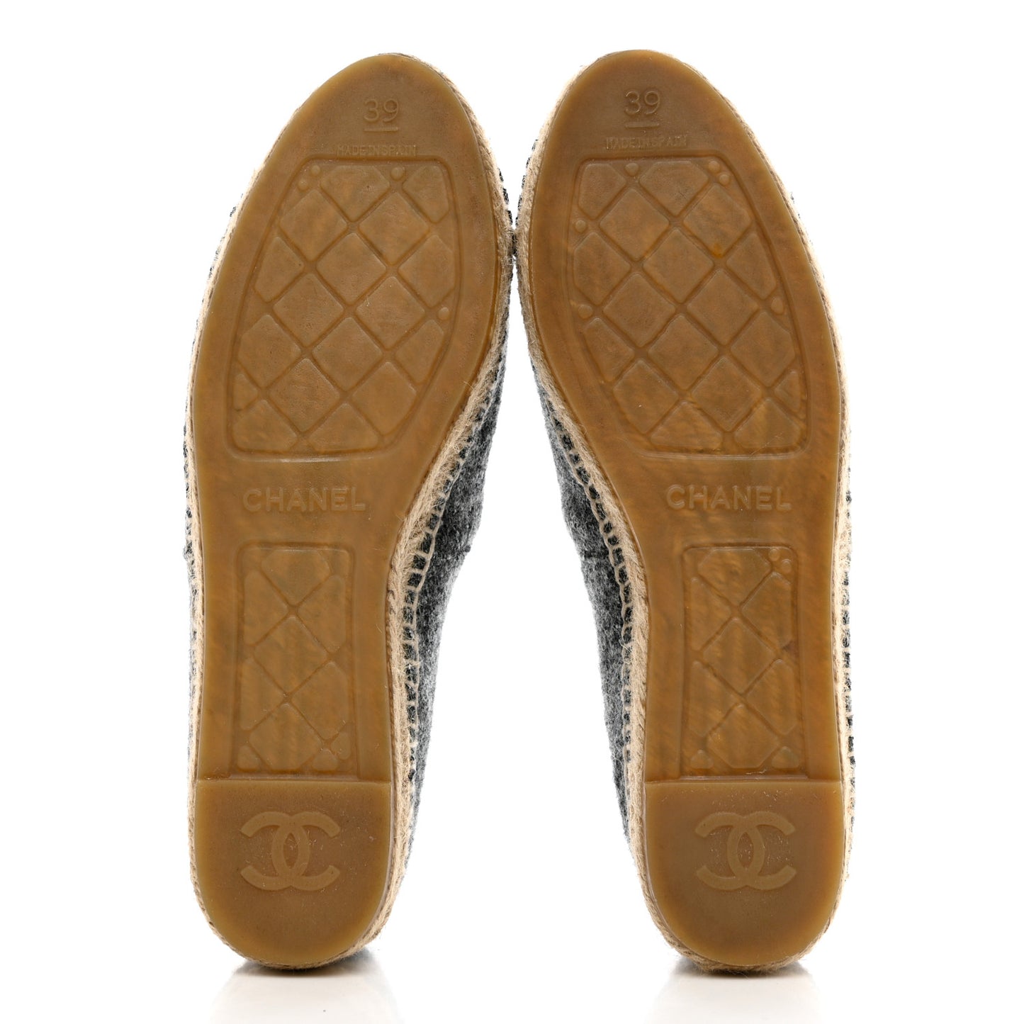 Tweed Velvet CC Espadrilles 39 Grey Black