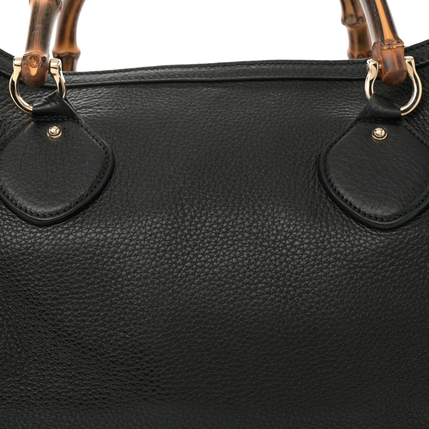 Grained Calfskin Medium Diana Bamboo Top Handle Tote Black