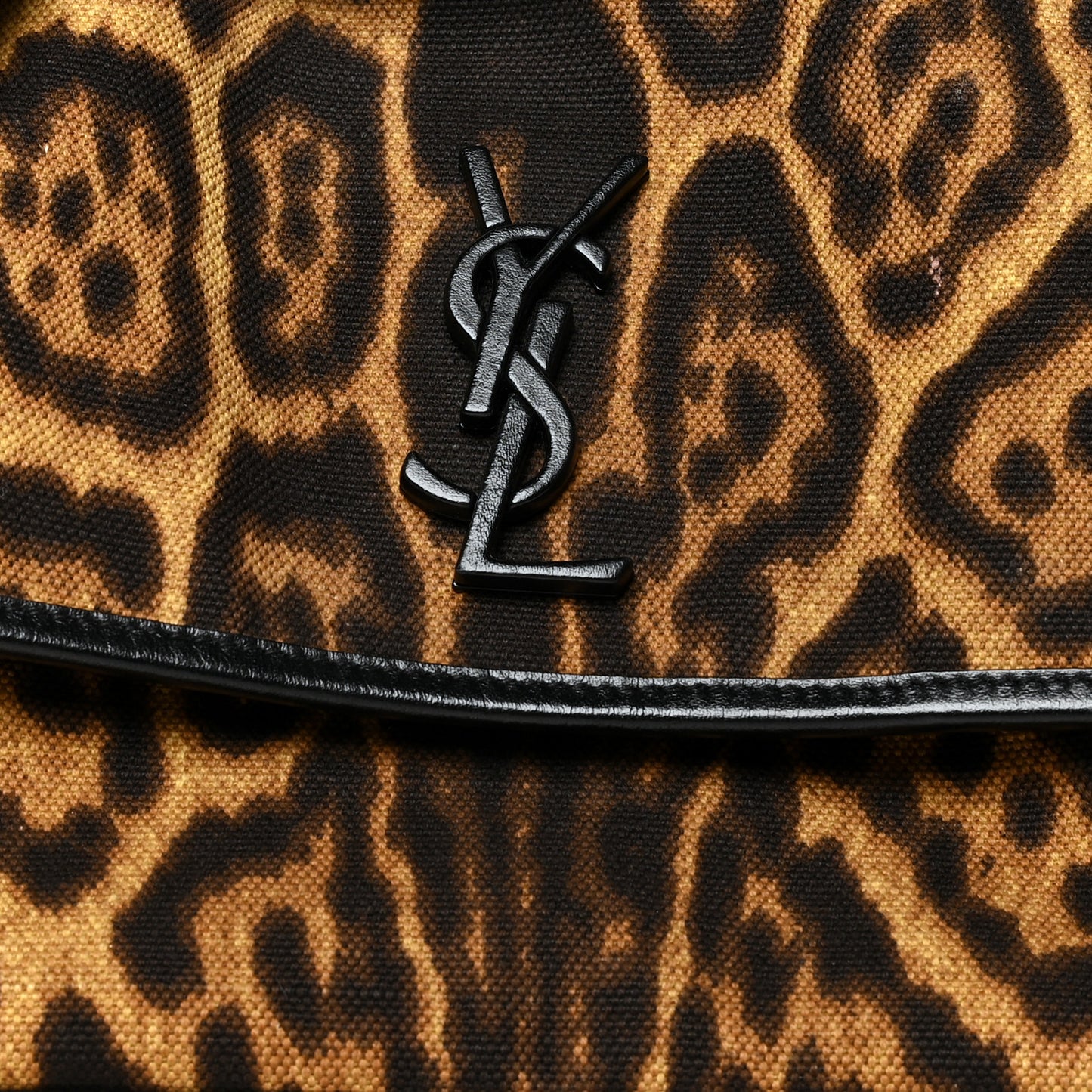 Smooth Calfskin Canvas Leopard Print Medium Niki Chain Satchel Light Natural