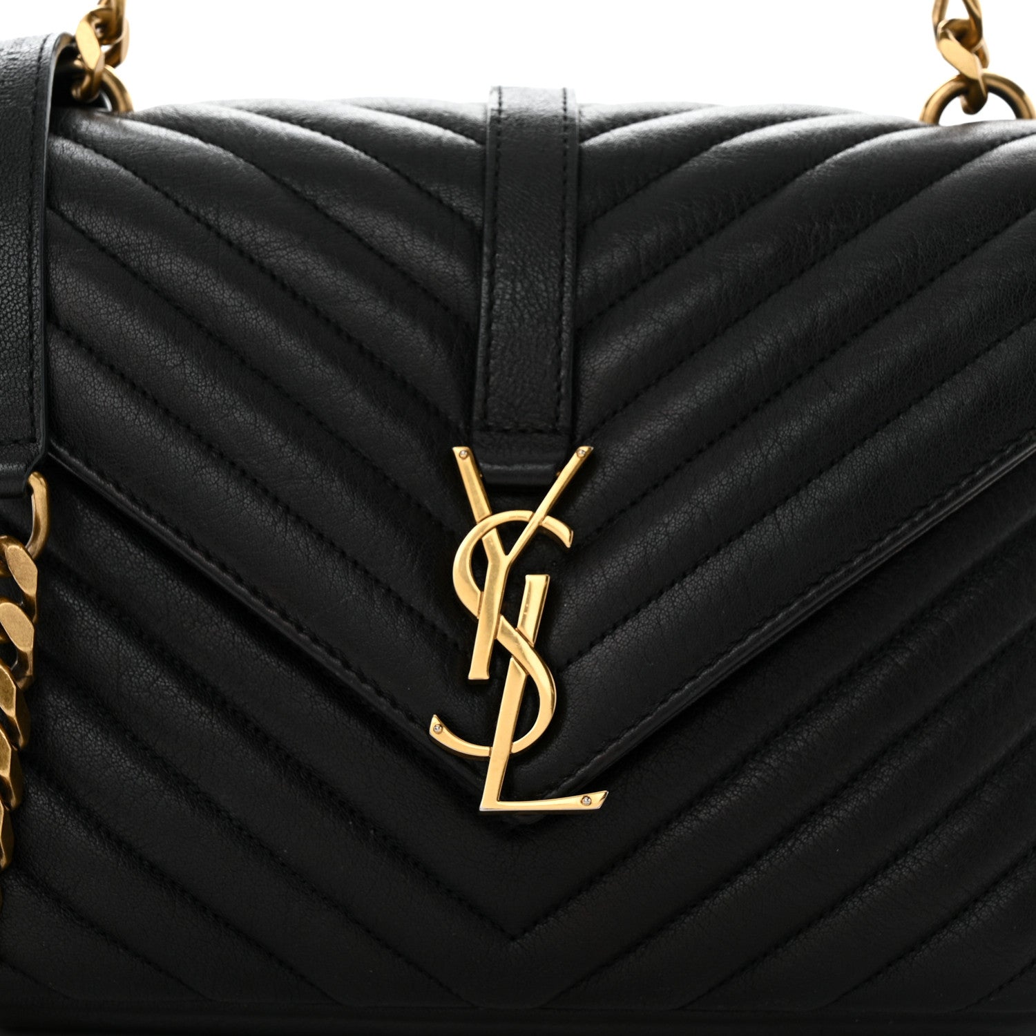 Saint Laurent Sheepskin Matelasse Chevron Monogram Medium College Bag Black 10 of 12
