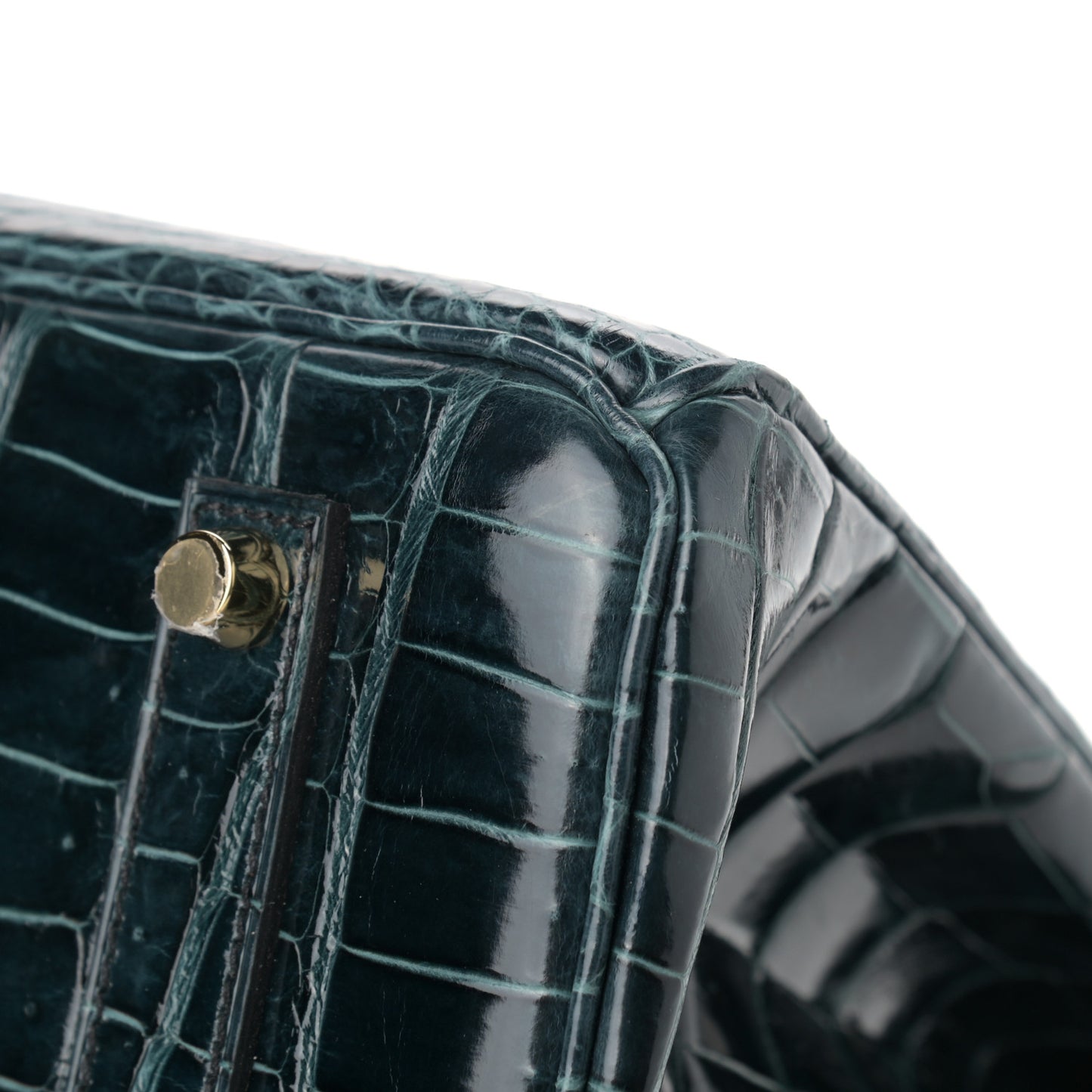 Shiny Porosus Crocodile Birkin 35 Vert Rousseau