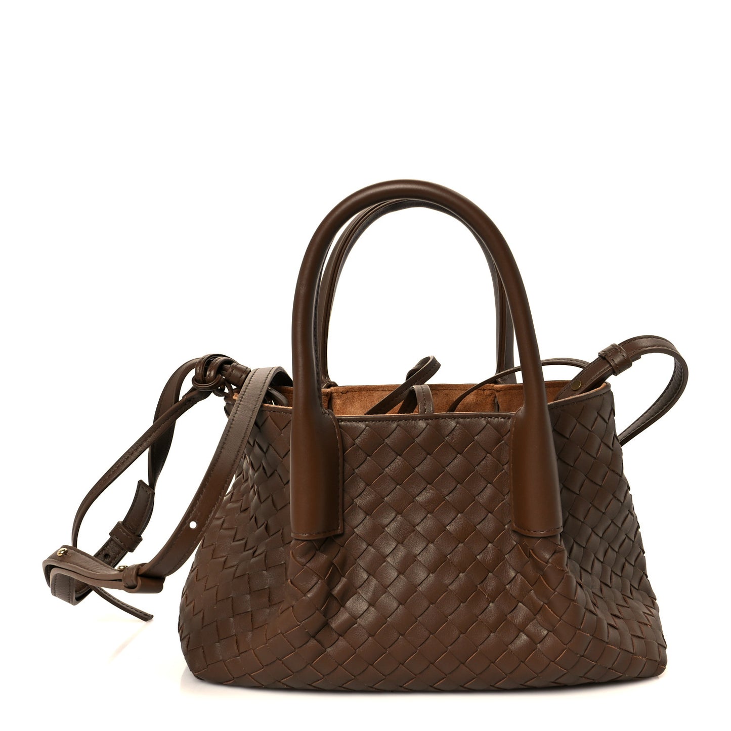 Calfskin Intrecciato Small Pinacoteca Tote Nocciola Amber
