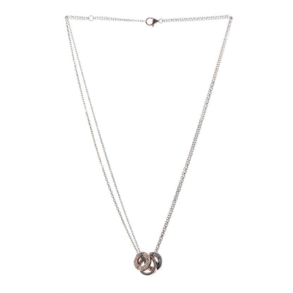 Cartier 18K White Pink Gold Diamond Three Ring LOVE Pendant Necklace 3 of 8