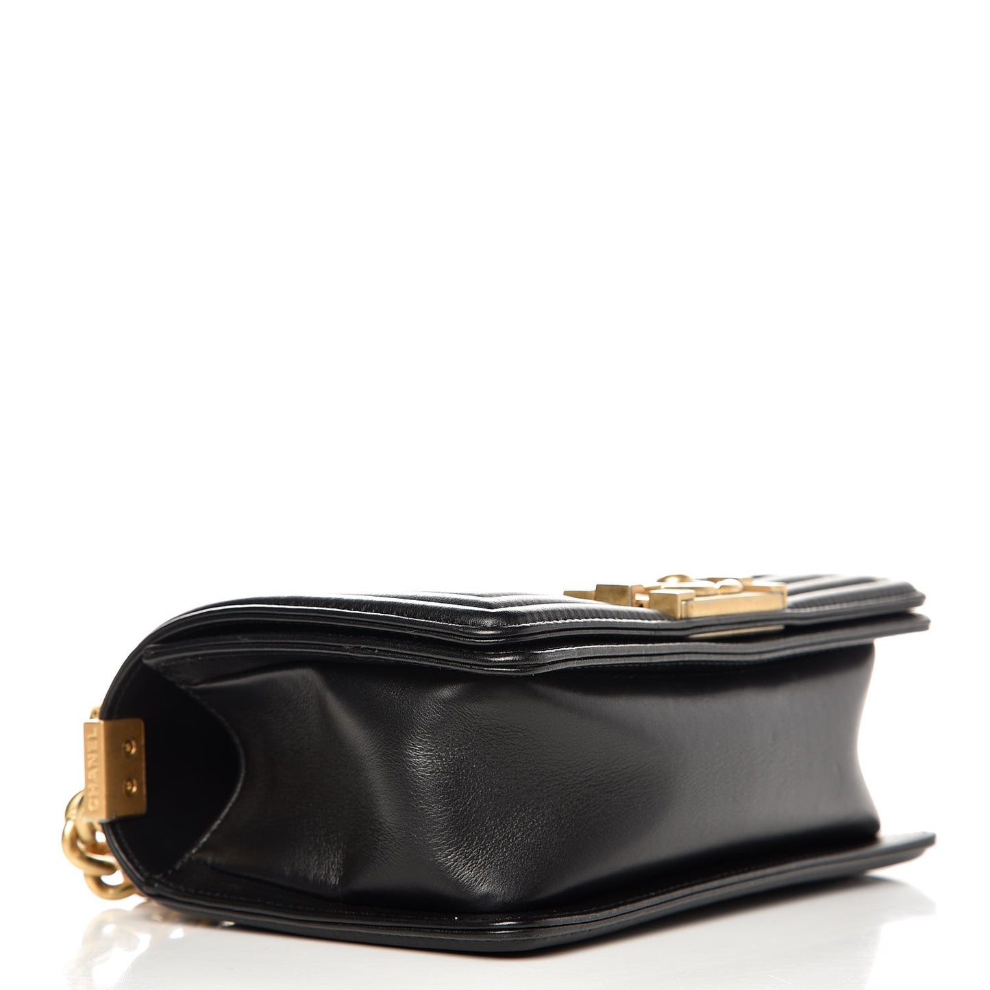 Calfskin Quilted Small Boy Flap Black