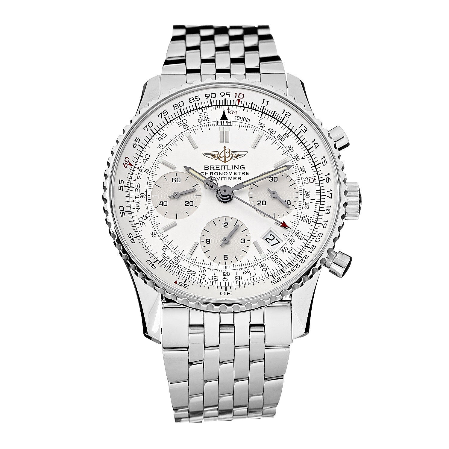 Breitling Stainless Steel 42mm Navitimer Chronograph Automatic Watch White A23322 1 of 7