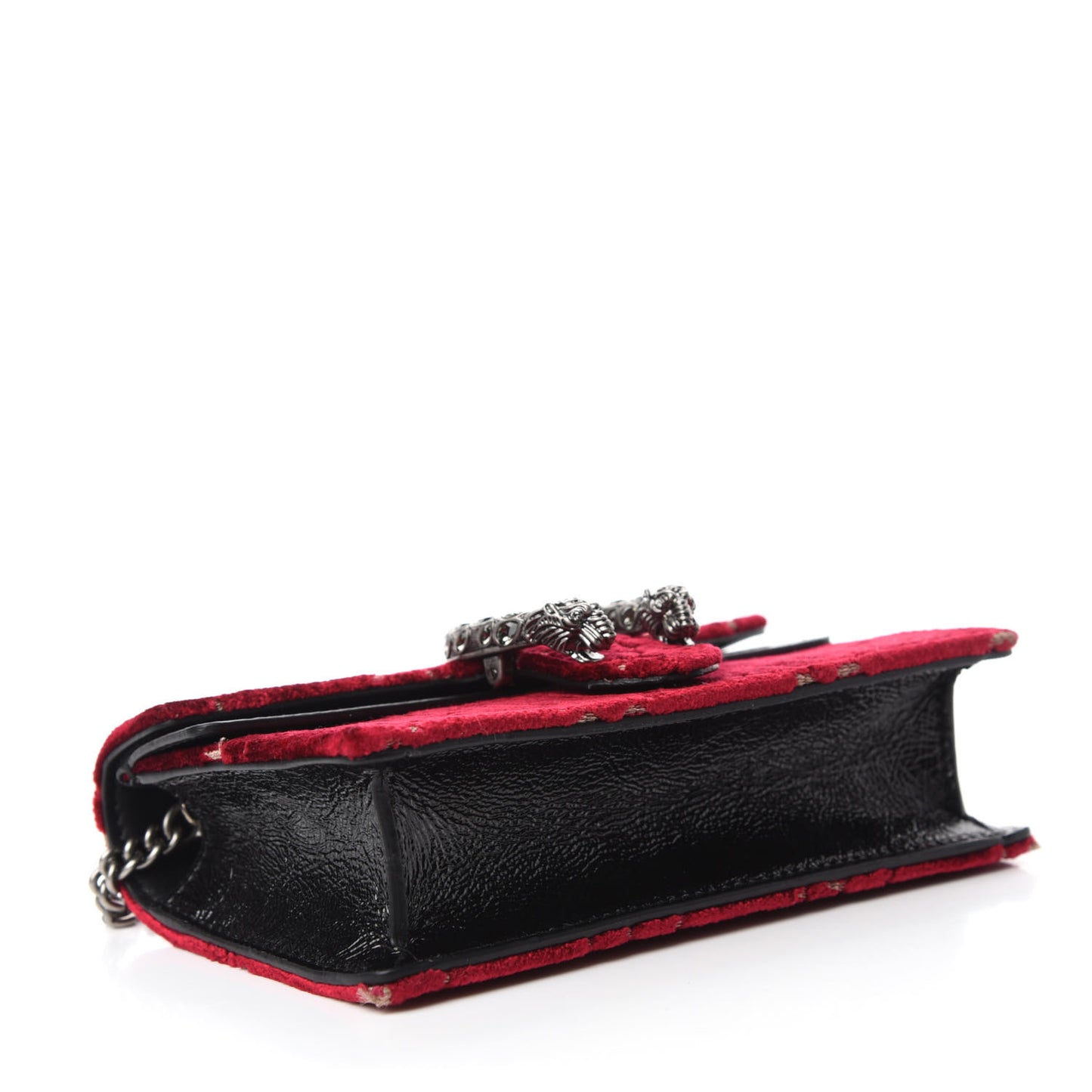 Velvet GG Monogram Super Mini Dionysus Shoulder Bag Red Cipria Black
