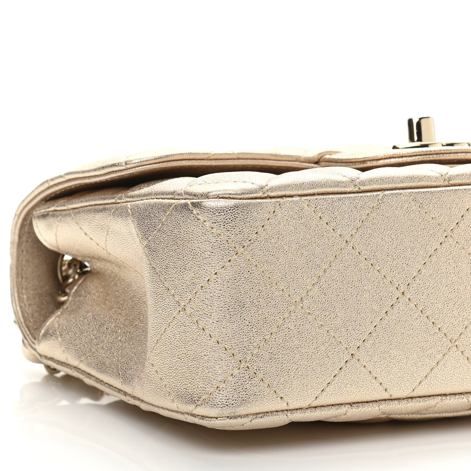 Chanel Metallic Lambskin Quilted Mini Rectangular Flap Gold 9 of 11