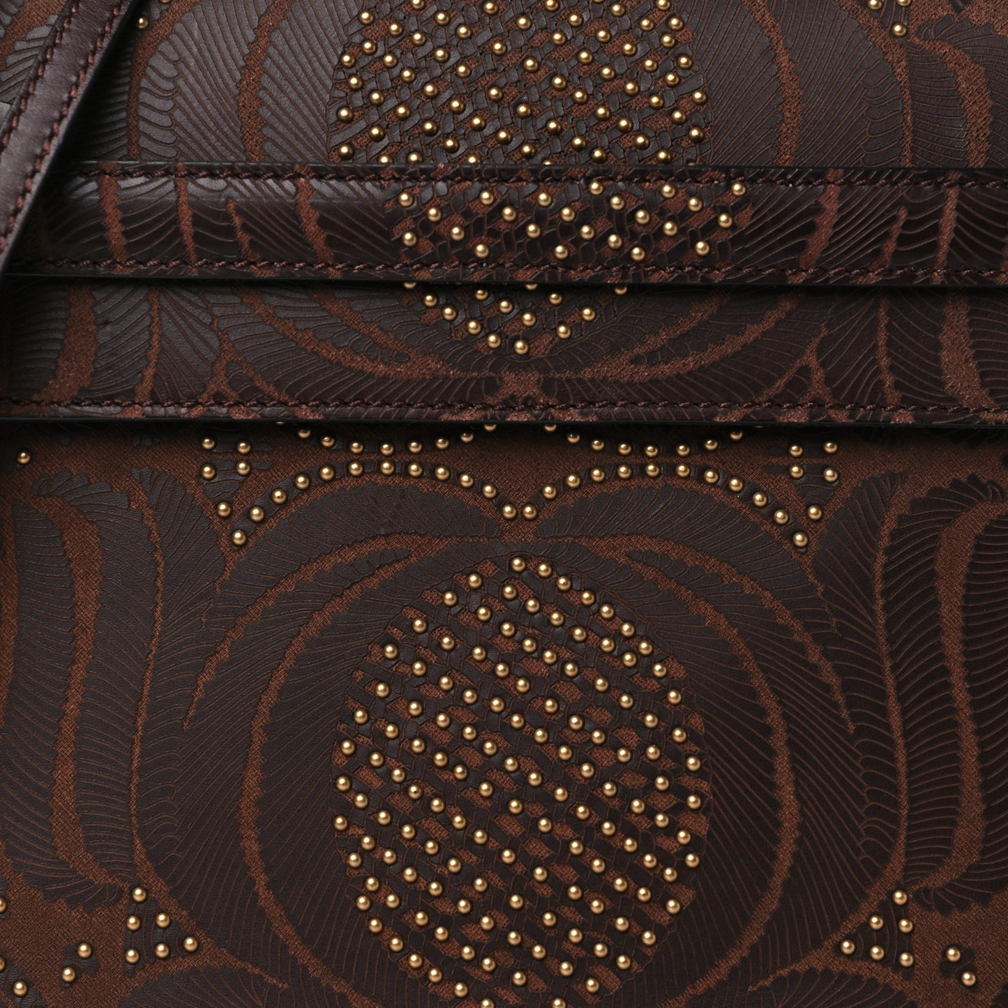 Calfskin Embossed Studded Medium My Rockstud Frame Bag Cacao