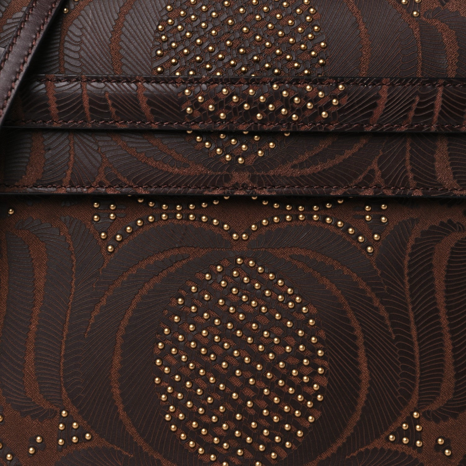 Valentino Garavani Calfskin Embossed Studded Medium My Rockstud Frame Bag Cacao 7 of 9