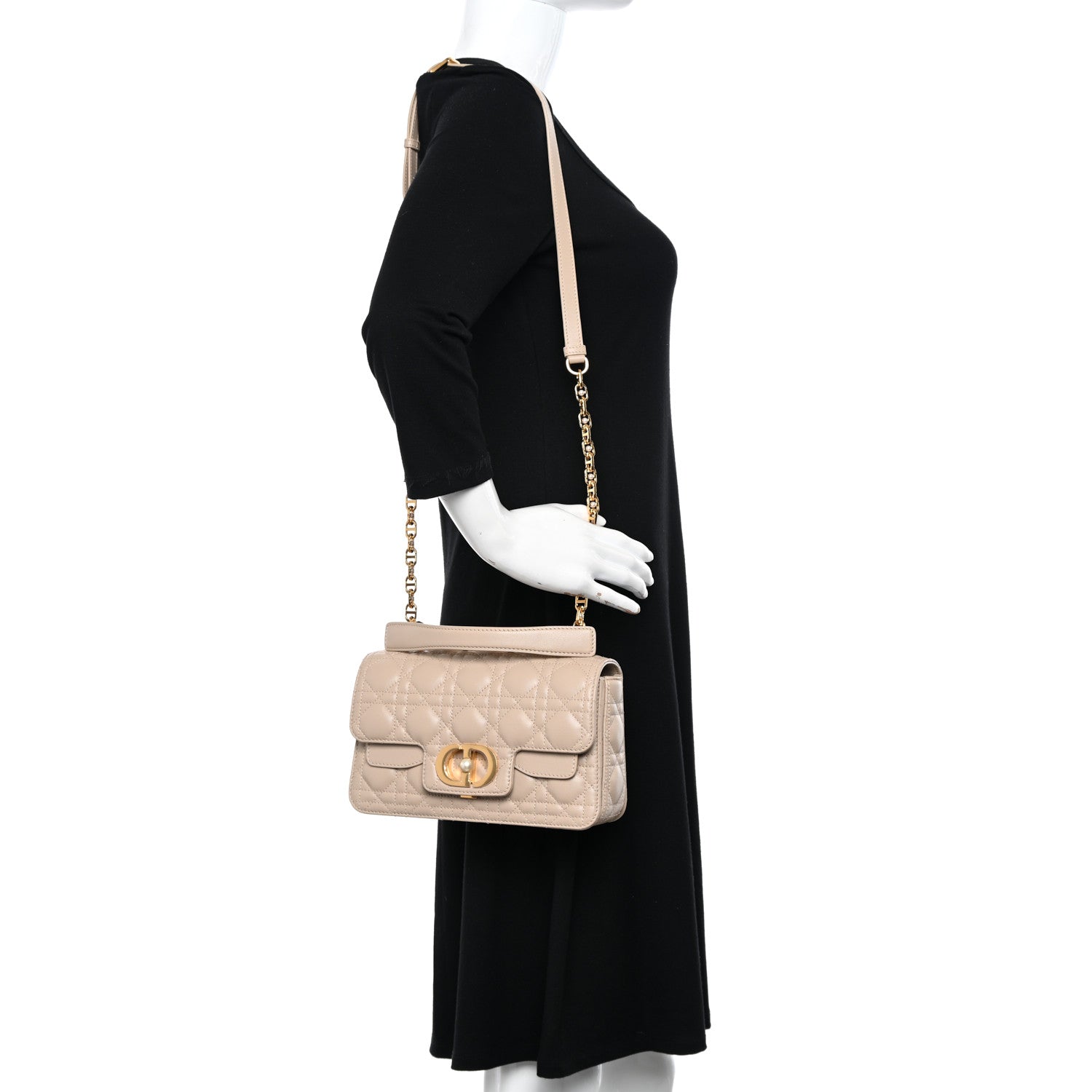 Christian Dior Lambskin Cannage Small Jolie Top Handle Bag Powder Beige 2 of 10