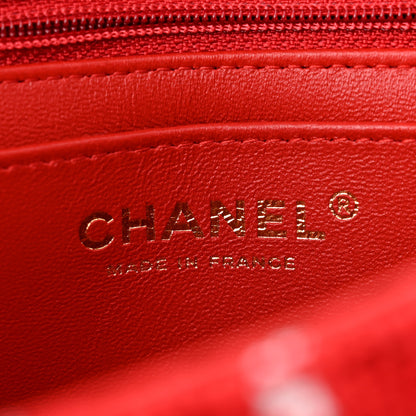 Chanel Tweed Quilted Mini Rectangular Flap White Red 6 of 11