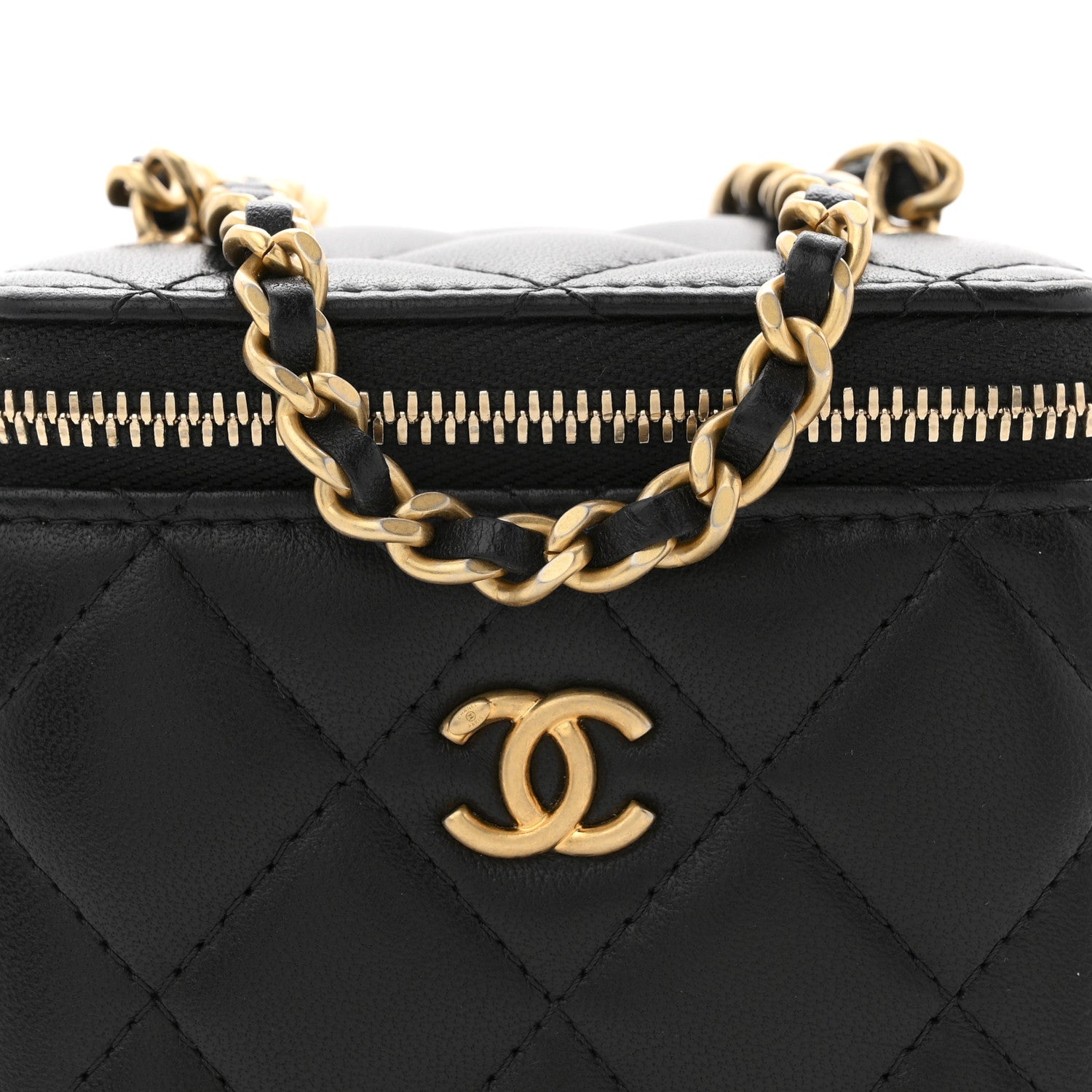 Chanel Lambskin Quilted Mini Pearl Crush Vanity Case With Chain Black 8 of 12