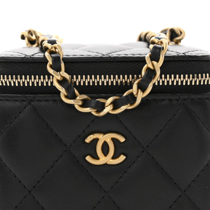 Chanel Lambskin Quilted Mini Pearl Crush Vanity Case With Chain Black 8 of 12