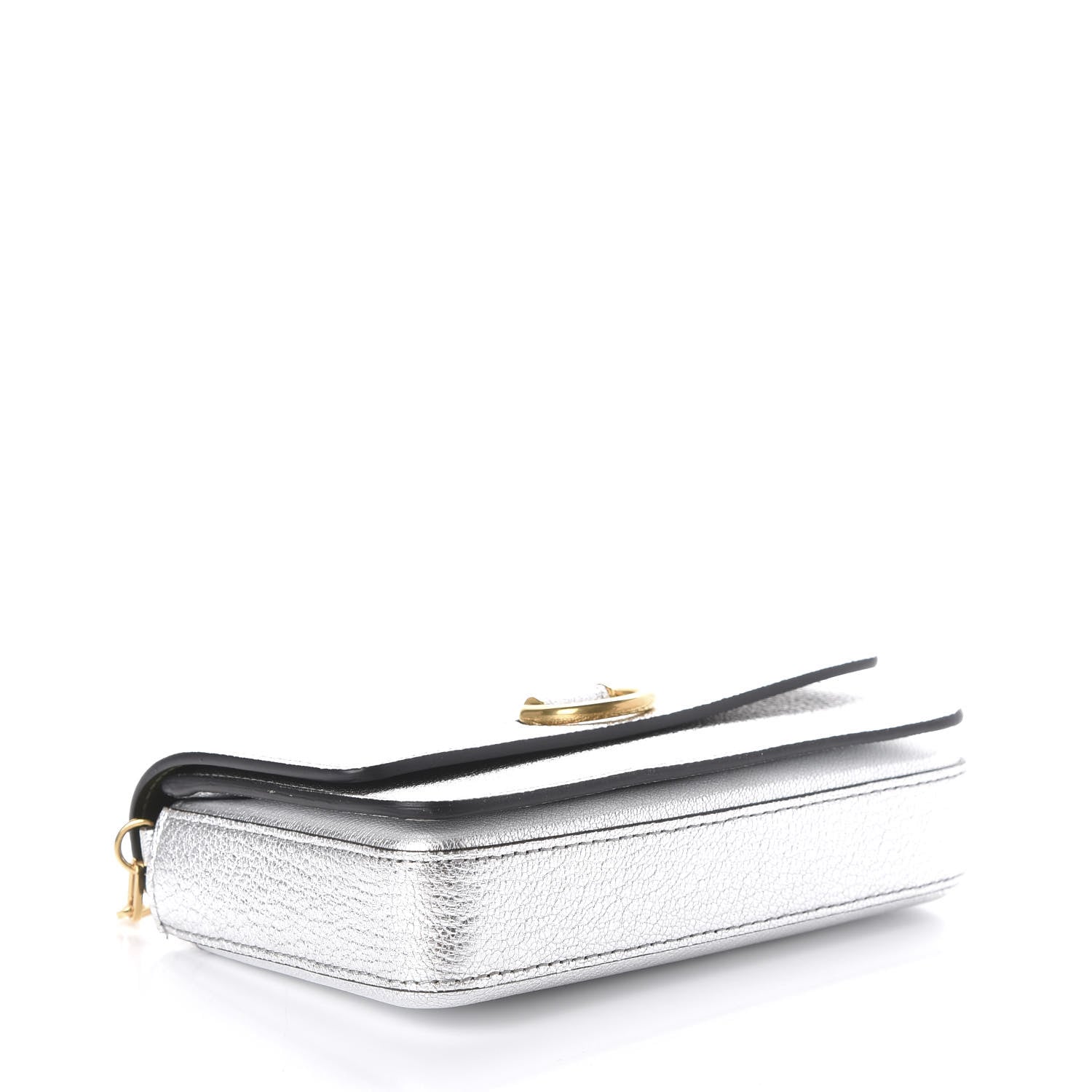 Burberry Metallic Hayes Goatskin D-Ring Mini Bag Silver 3 of 9