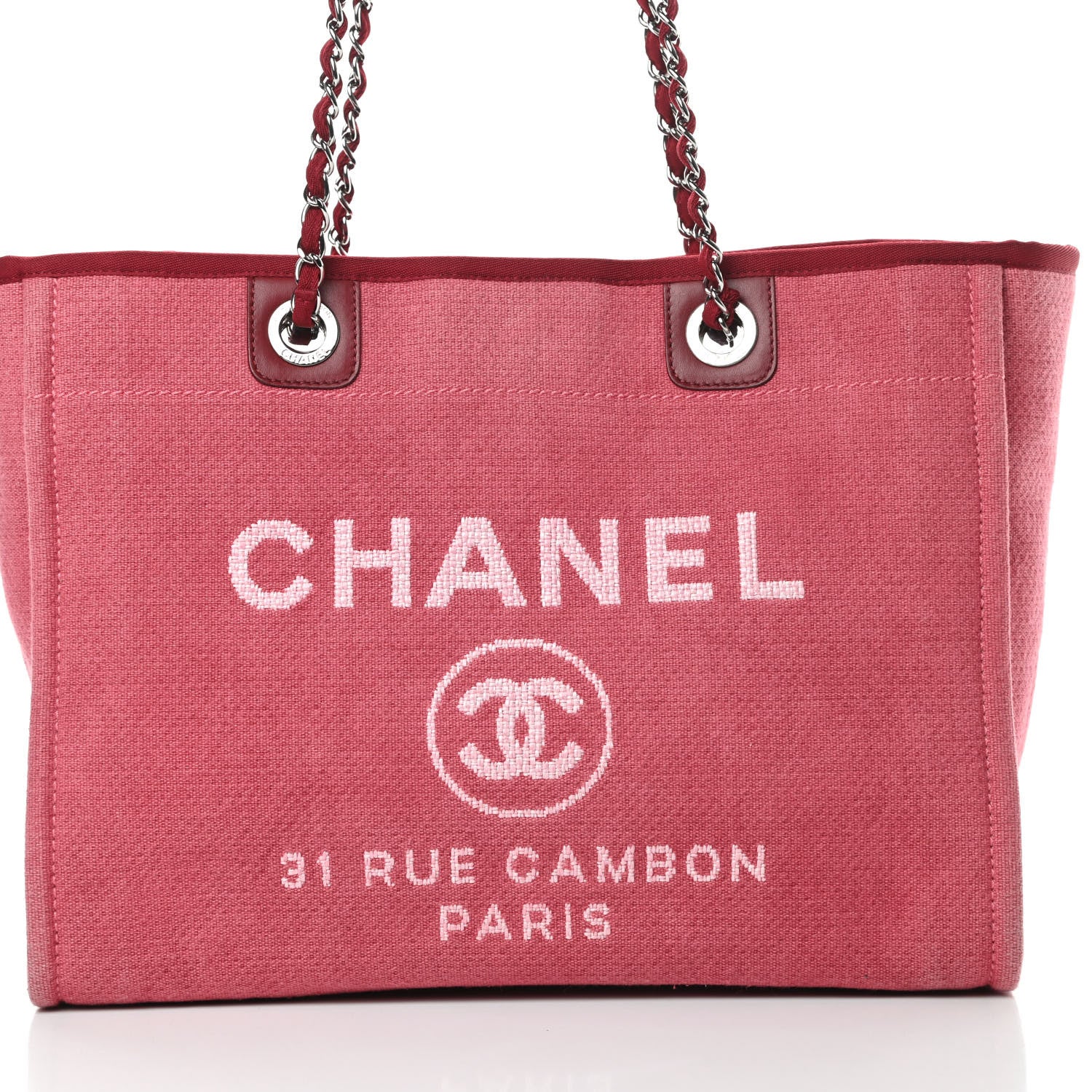 Chanel Canvas Small Deauville Tote Red 8 of 14