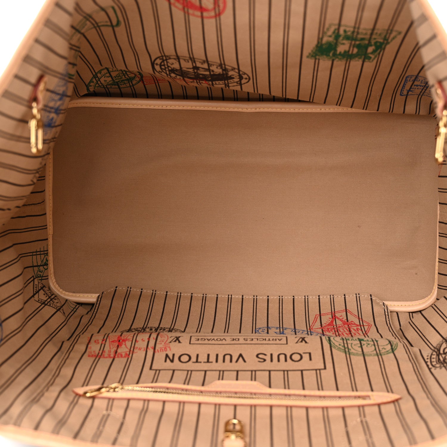 Louis Vuitton Monogram Stamped Inside Out Neverfull Bandouliere GM Beige 5 of 9
