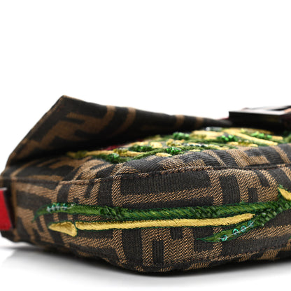 Fendi Zucca Pony Hair Embroidered Baguette Tobacco 9 of 10