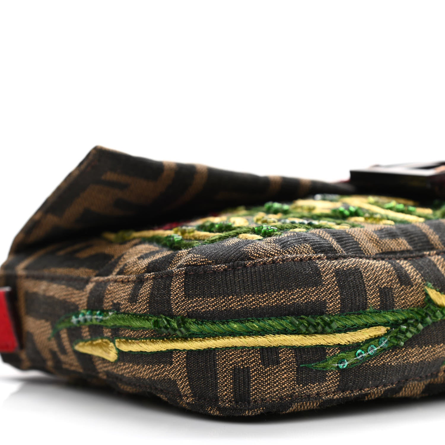 Fendi Zucca Pony Hair Embroidered Baguette Tobacco 9 of 10