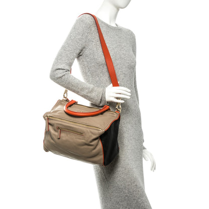 Givenchy Sugar Goatskin Large Tri-Color Pandora Taupe Black Orange 2 of 7