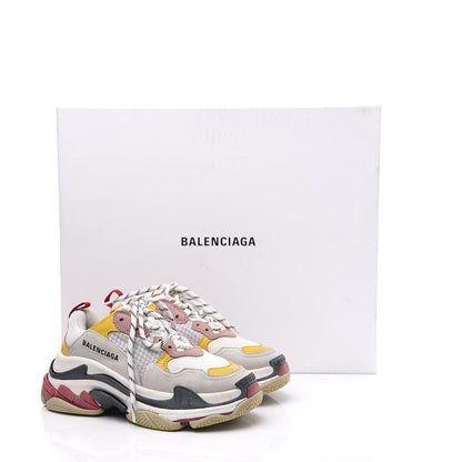 Balenciaga Mesh Nubuck Womens Triple S Sneakers 35 White Gris Jaune Rose 9 of 9