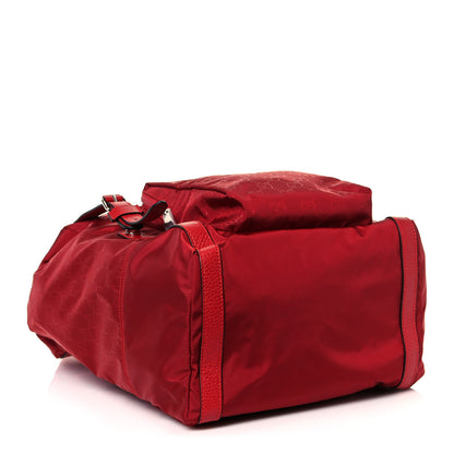 Gucci Nylon Monogram Dollar Calfskin Medium Light Double Buckle Backpack Vibrant Red 4 of 14
