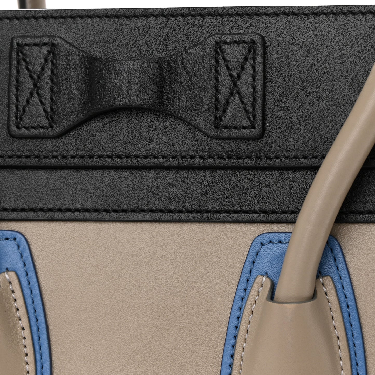 Shiny Smooth Calfskin Micro Tri-Color Luggage Quartz