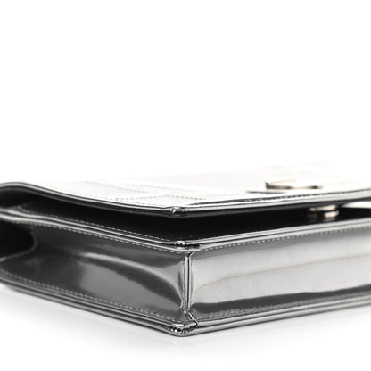 Christian Dior Metallic Patent Micro-Cannage Diorama Wallet on Chain Pouch Silver 9 of 10