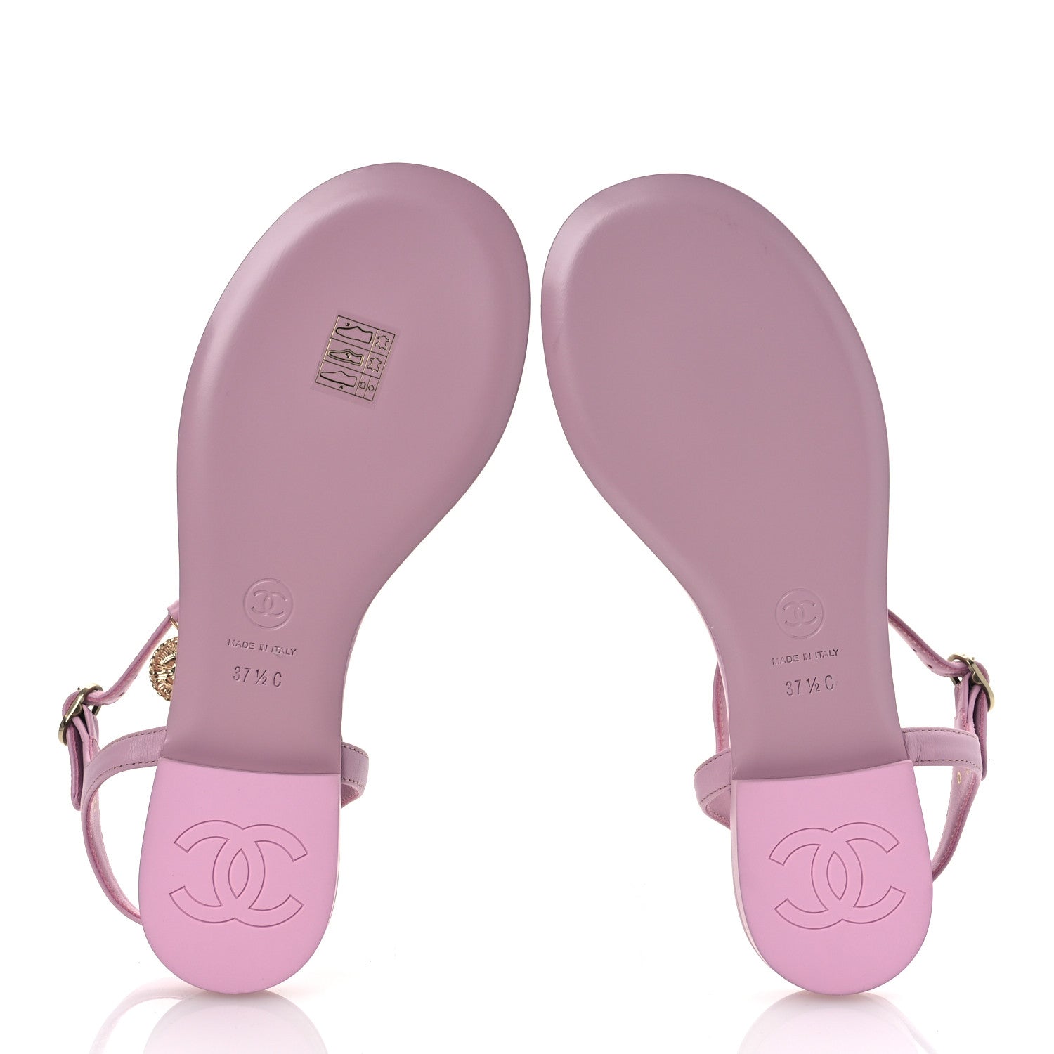 Chanel Lambskin Chain CC Logo Thong Sandals 37.5 Pink 7 of 12