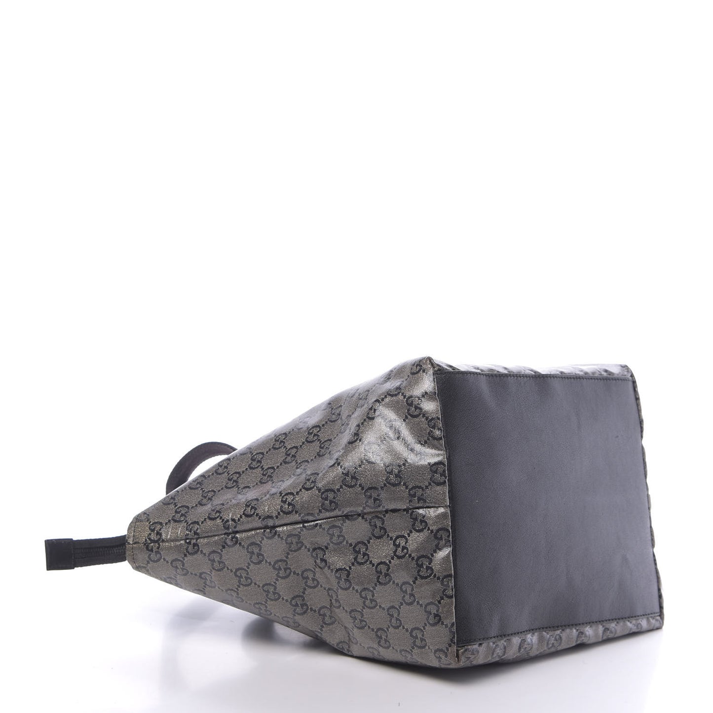 Crystal Monogram Medium Web Handle Bucket Tote Black