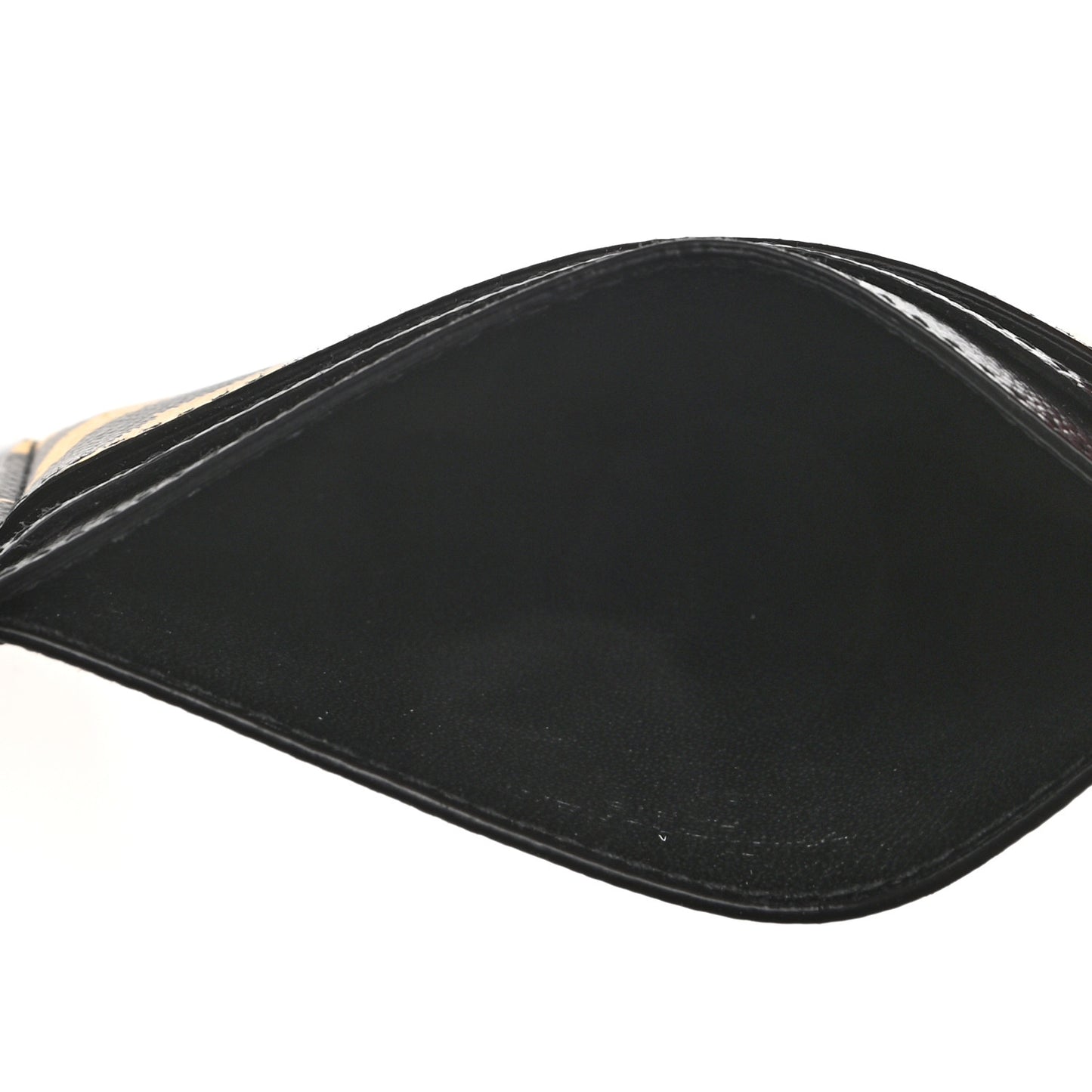 Calfskin Zebra Print Credit Card Case Black Yellow