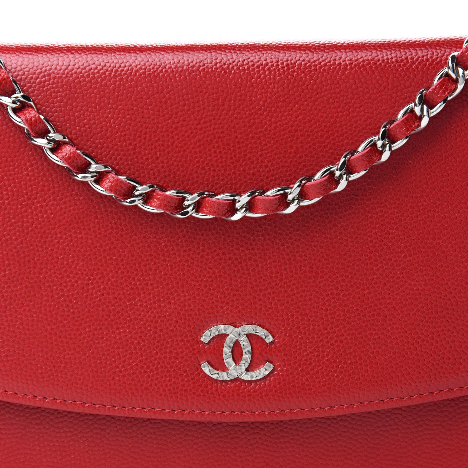 Chanel Caviar Sevruga Wallet on Chain WOC Red 12 of 13