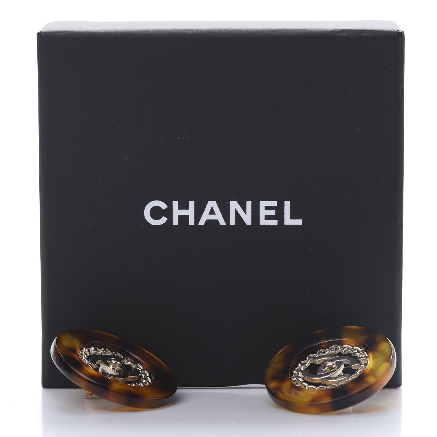 Resin CC Earrings Tortoise Gold