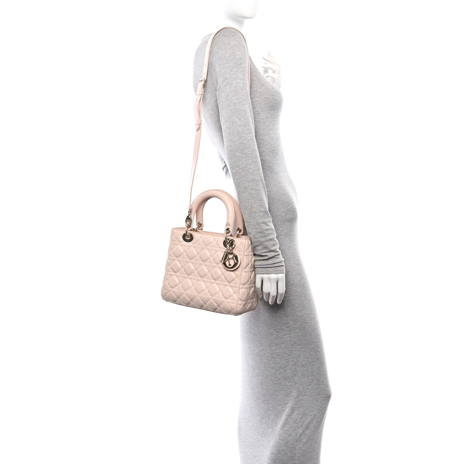 Christian Dior Lambskin Cannage Medium Lady Dior Light Pink 2 of 11