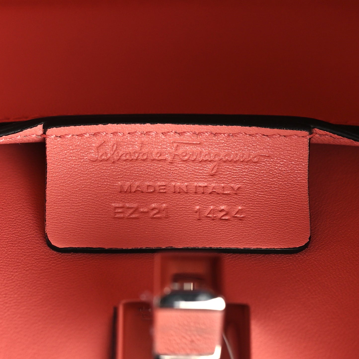 SALVATORE FERRAGAMO Hammered Calfskin Small The Studio Box Bag Corallo