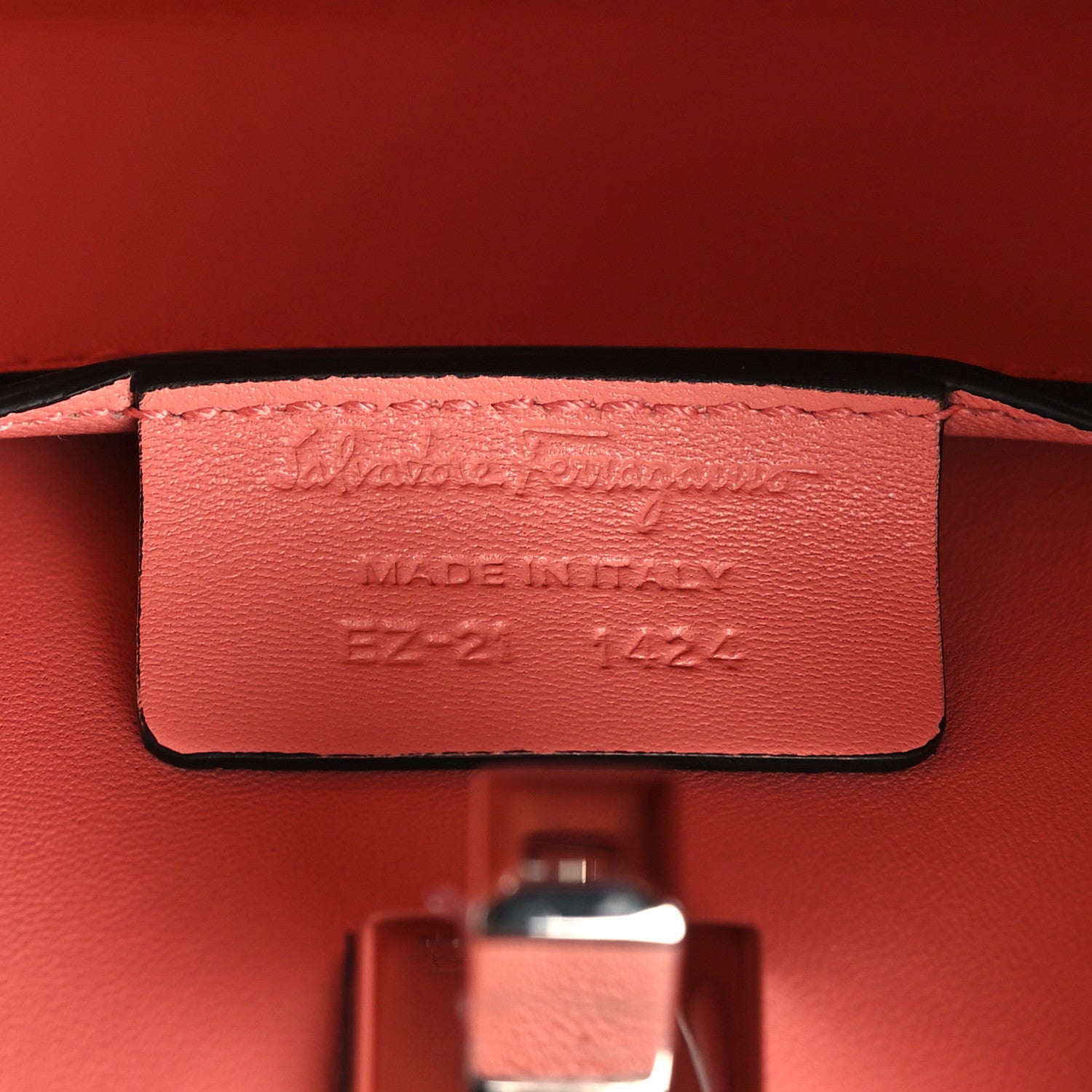 Salvatore Ferragamo SALVATORE FERRAGAMO Hammered Calfskin Small The Studio Box Bag Corallo 6 of 8