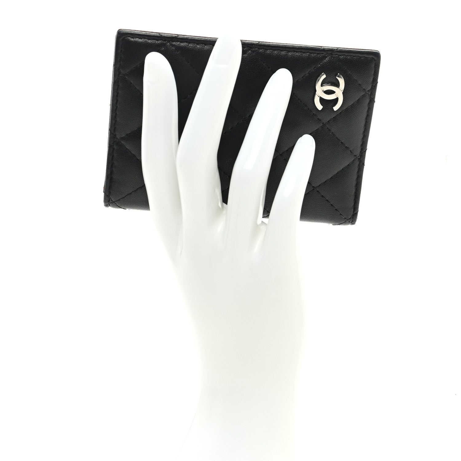 Chanel Lambskin Quilted Card Holder Wallet Black 2 of 8