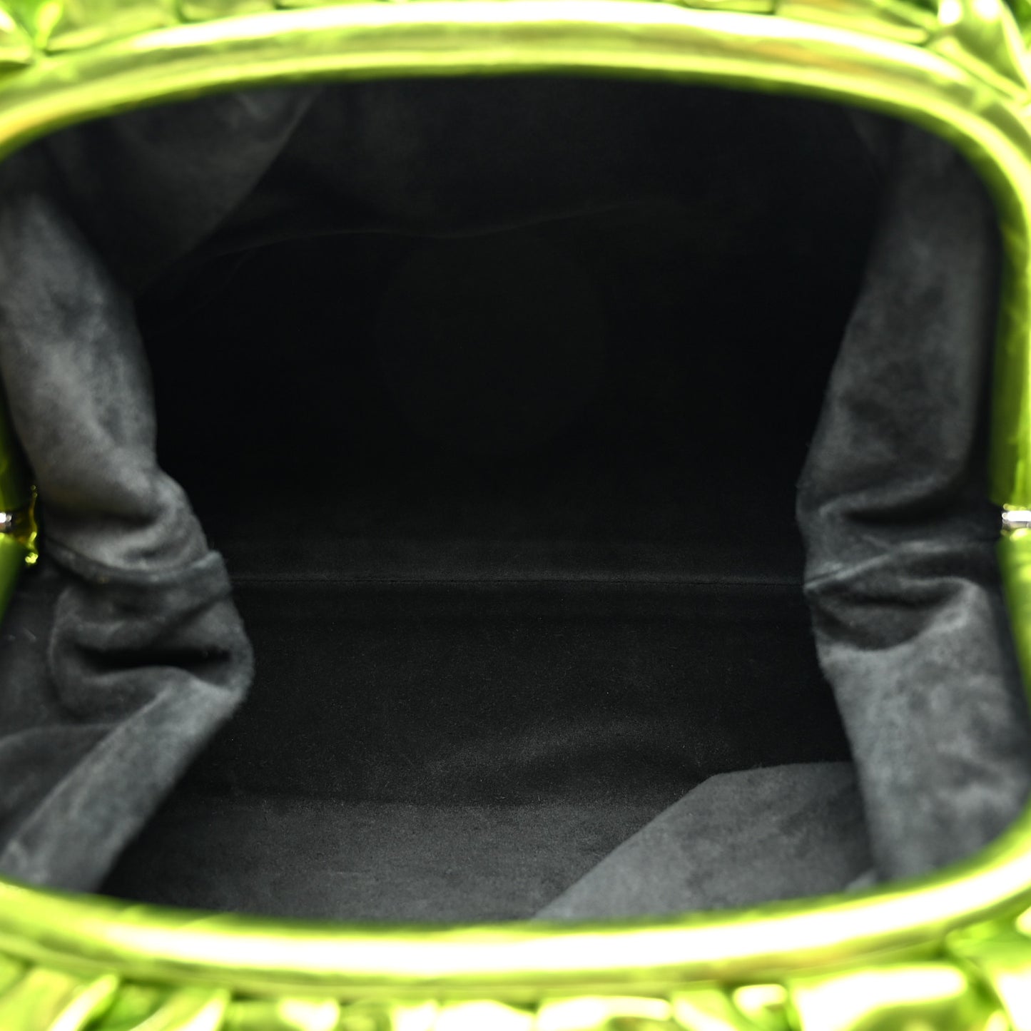 Metallic Crushed Calfskin Teen Pouch Chlorophyll