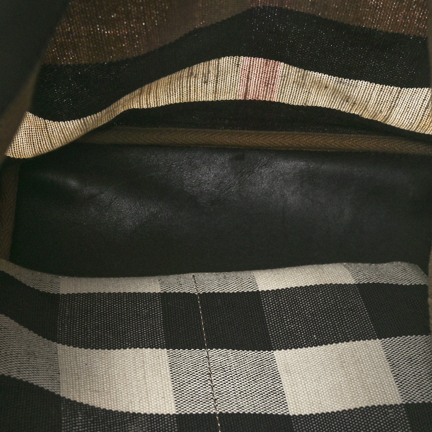 Canvas Mega Check Medium Ashby Bucket Bag Black