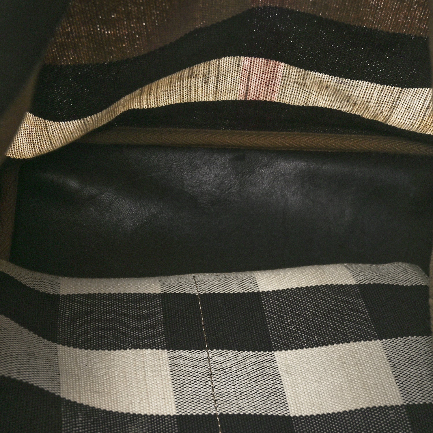 Burberry Canvas Mega Check Medium Ashby Bucket Bag Black 5 of 9