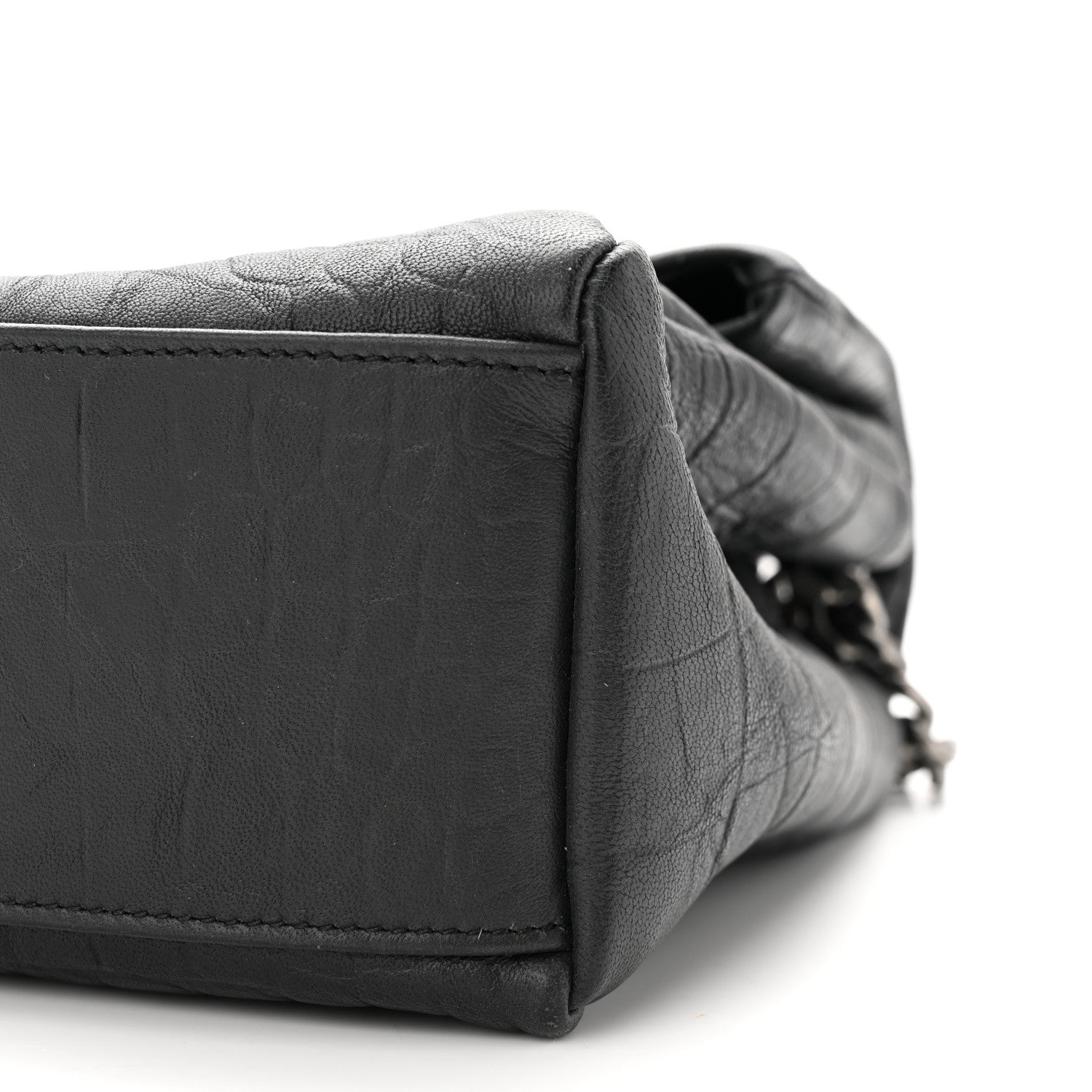 Saint Laurent Calfskin Crocodile Embossed Medium West Hollywood Monogram Fold-Over Grey 10 of 11