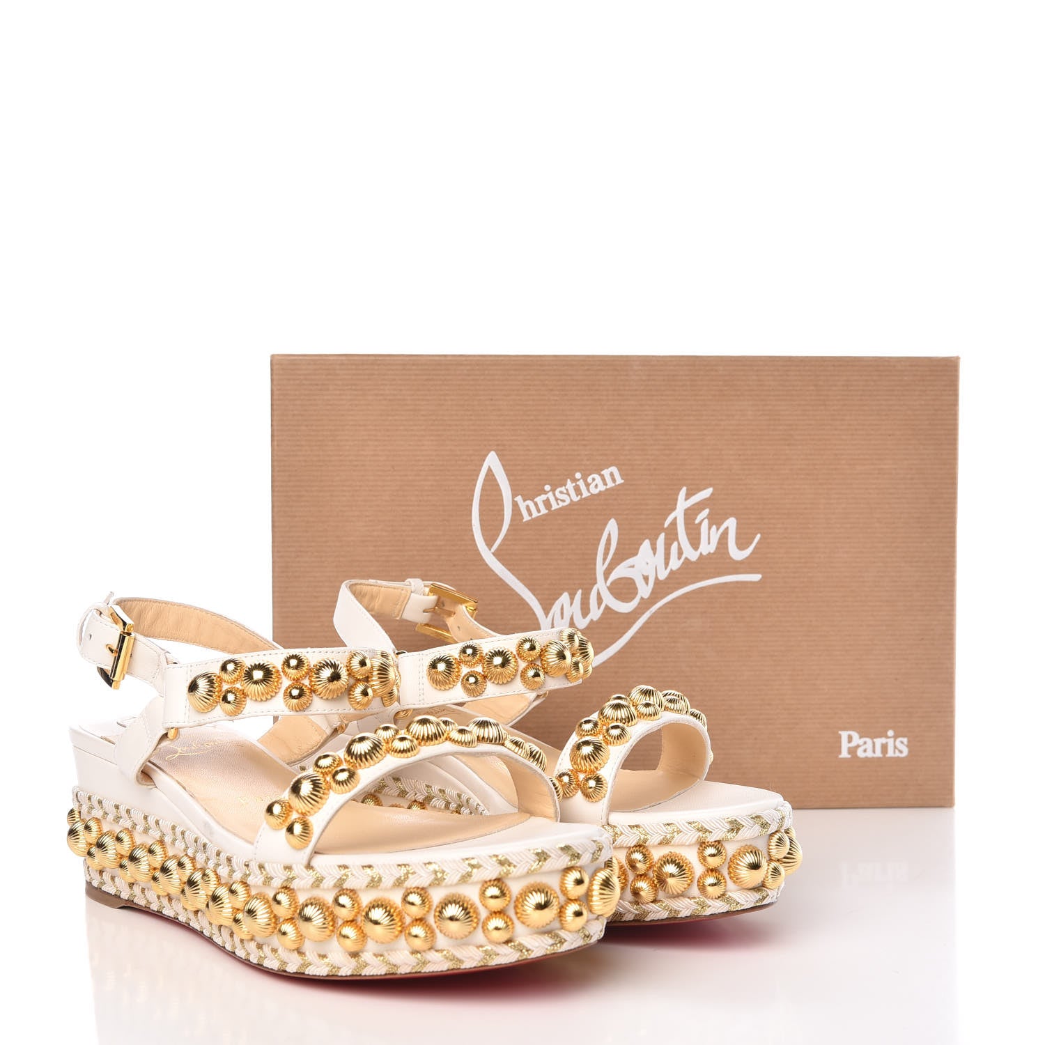 Christian Louboutin Shiny Nappa Rondaclou 60 Platform Sandals 36 Latte 8 of 8