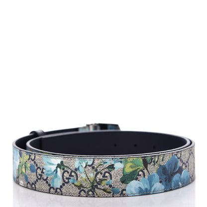 Gucci GG Supreme Monogram Blooms Plaque Belt 105 42 Blue 2 of 5