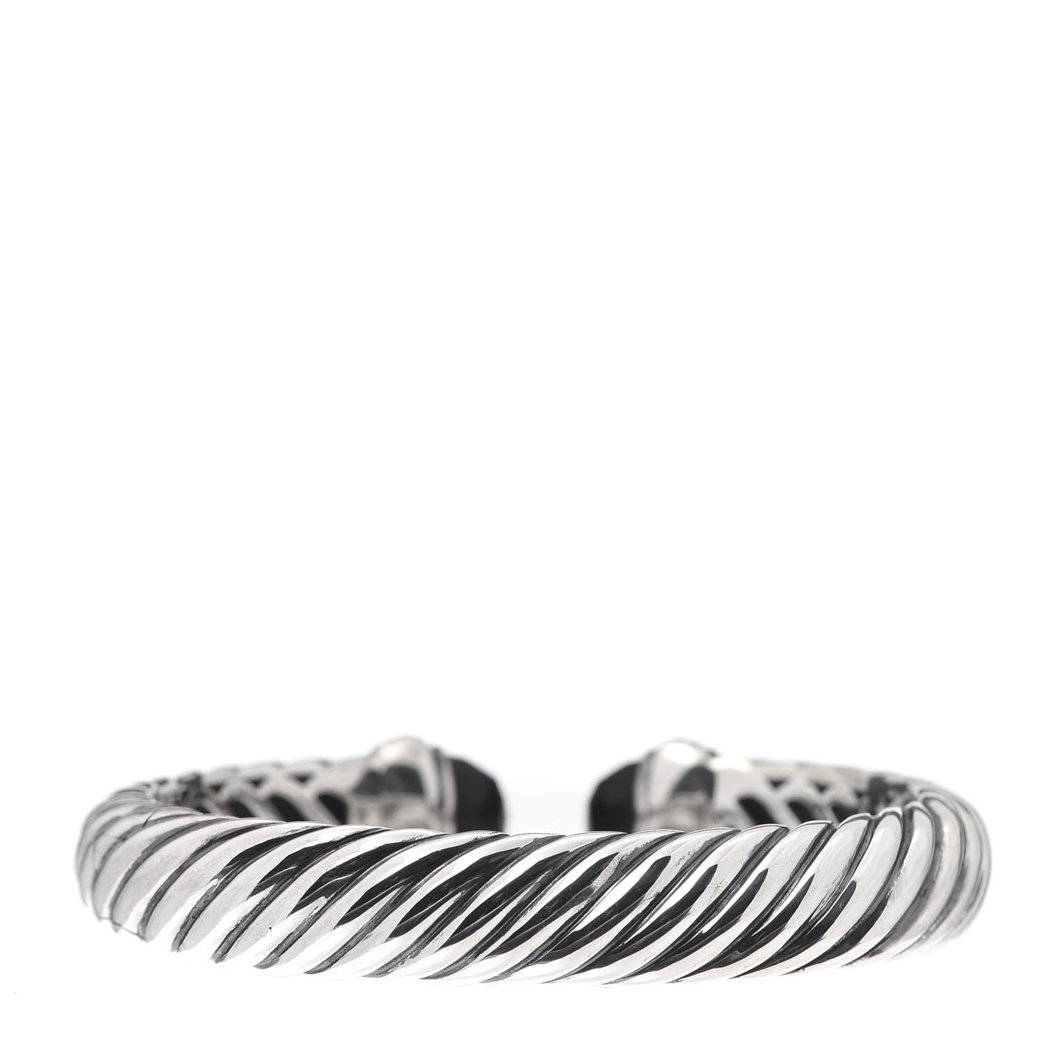 David Yurman Sterling Silver Diamond Black Onyx 10mm Waverly Bracelet 3 of 5